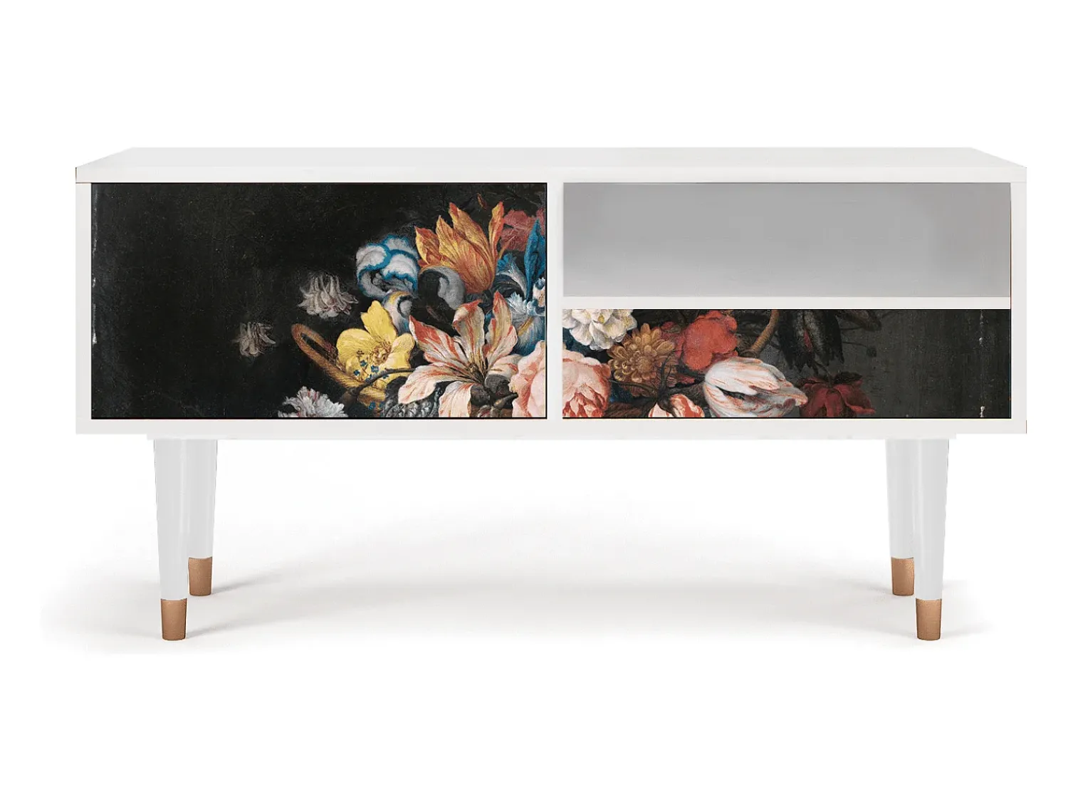 Mueble de TV - 115х59х48 cm - T3 - Still Life with Flowers, Branco^ Móvel De Tv