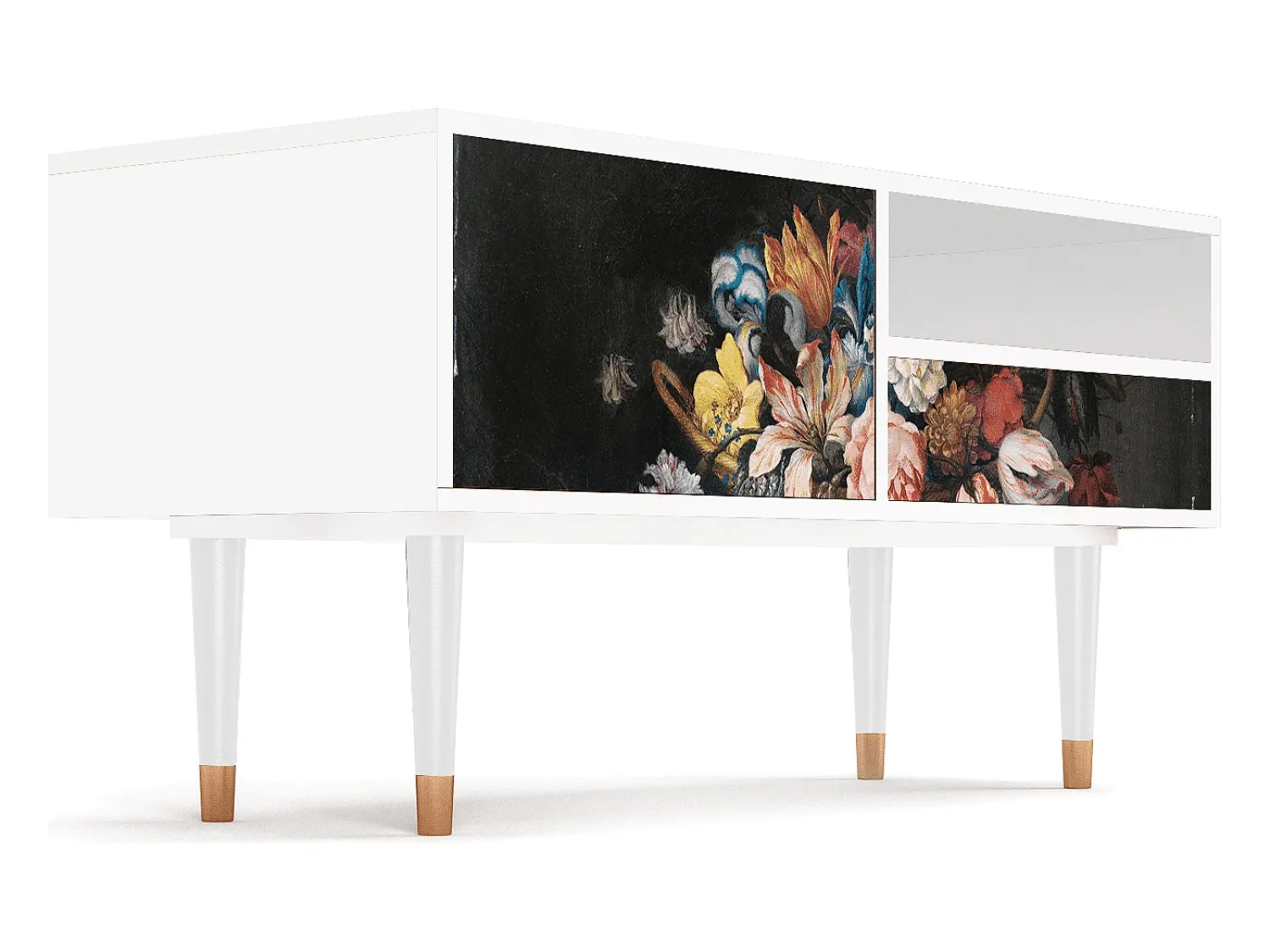 Mueble de TV - 115х59х48 cm - T3 - Still Life with Flowers, Branco^ Móvel De Tv