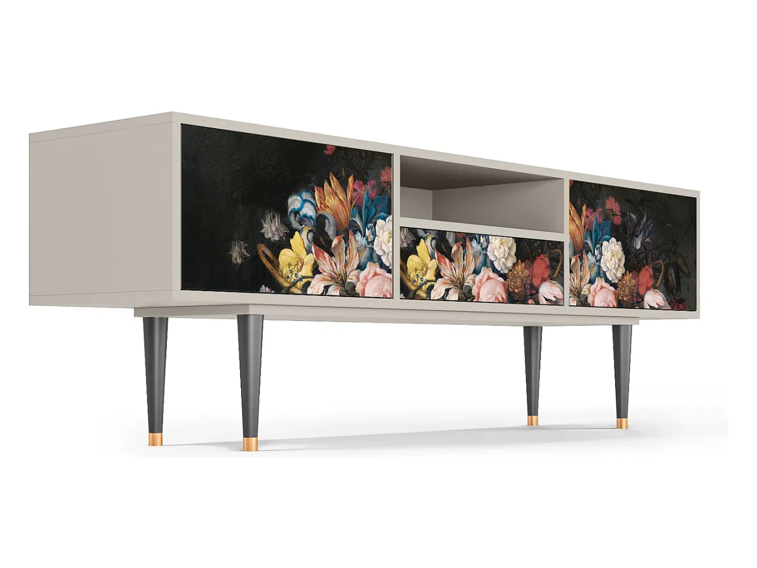 Móvel De Tv| Mueble de TV - 170х59х41 cm - T6 - Still Life with Flowers, Areia Bege