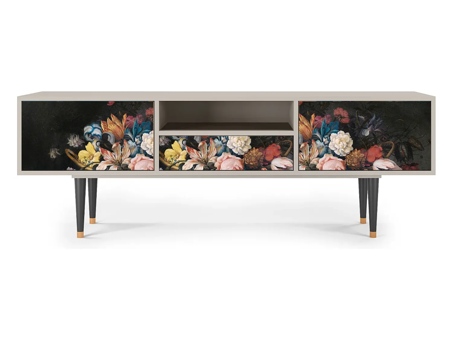 Móvel De Tv| Mueble de TV - 170х59х41 cm - T6 - Still Life with Flowers, Areia Bege