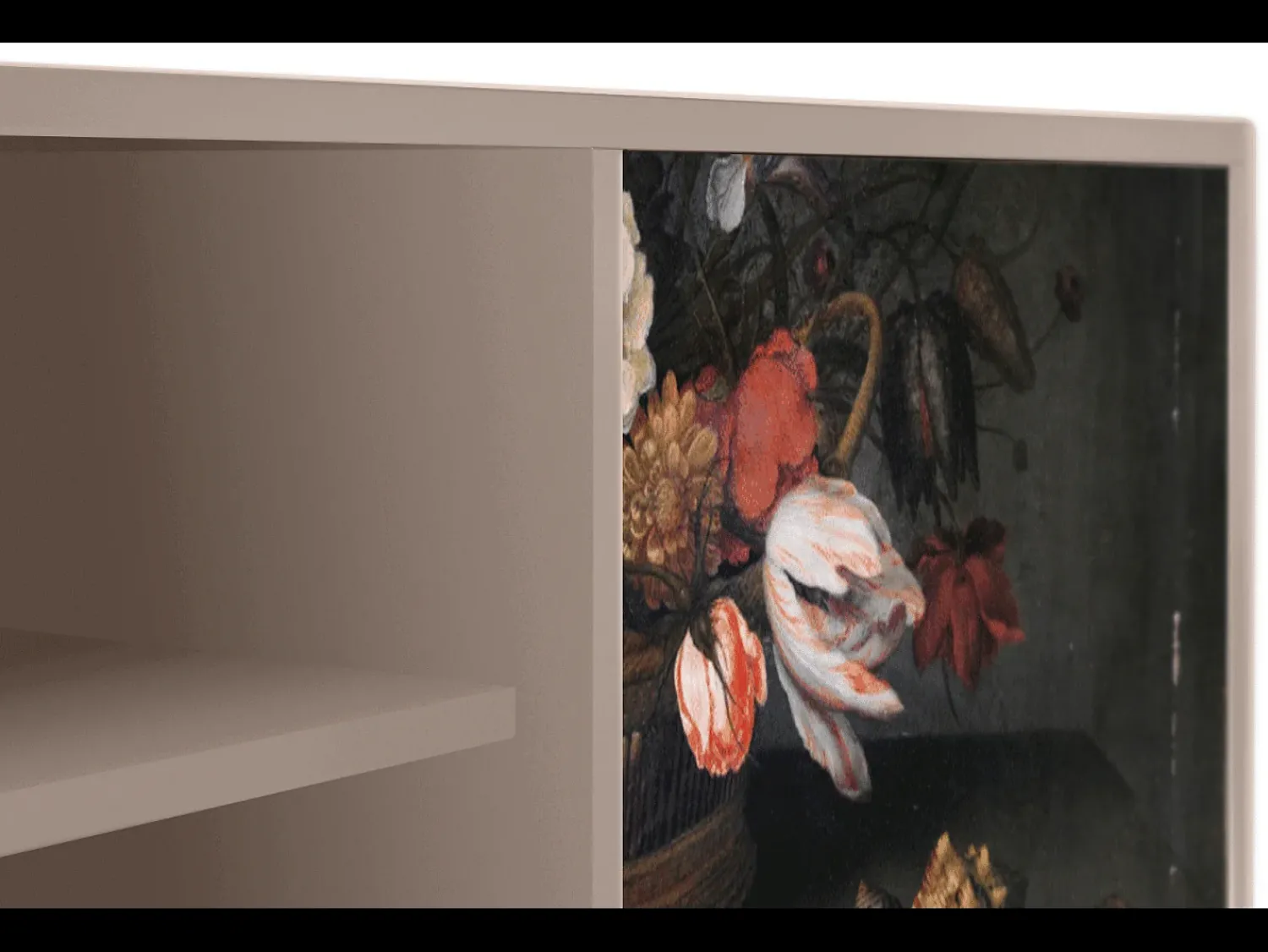Móvel De Tv| Mueble de TV - 170х69х48 cm - T2 - Still Life with Flowers, Latte Bege