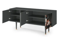 Móvel De Tv* Mueble de TV - 150х69х41 cm - T5 - Still Life with Flowers, Antracite Cinza antracite