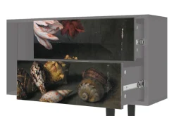 Móvel De Tv| Mueble de TV - 170х69х48 cm - T1 - Still Life with Flowers, Cinza Cinzento