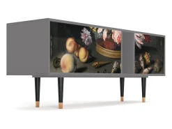Móvel De Tv| Mueble de TV - 170х69х48 cm - T1 - Still Life with Flowers, Cinza Cinzento
