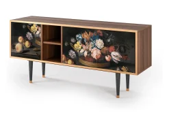 Móvel De Tv* Mueble de TV - 150х69х41 cm - T5 - Still Life with Flowers, Nogueira Castanho