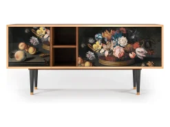 Móvel De Tv* Mueble de TV - 150х69х41 cm - T5 - Still Life with Flowers, Nogueira Castanho