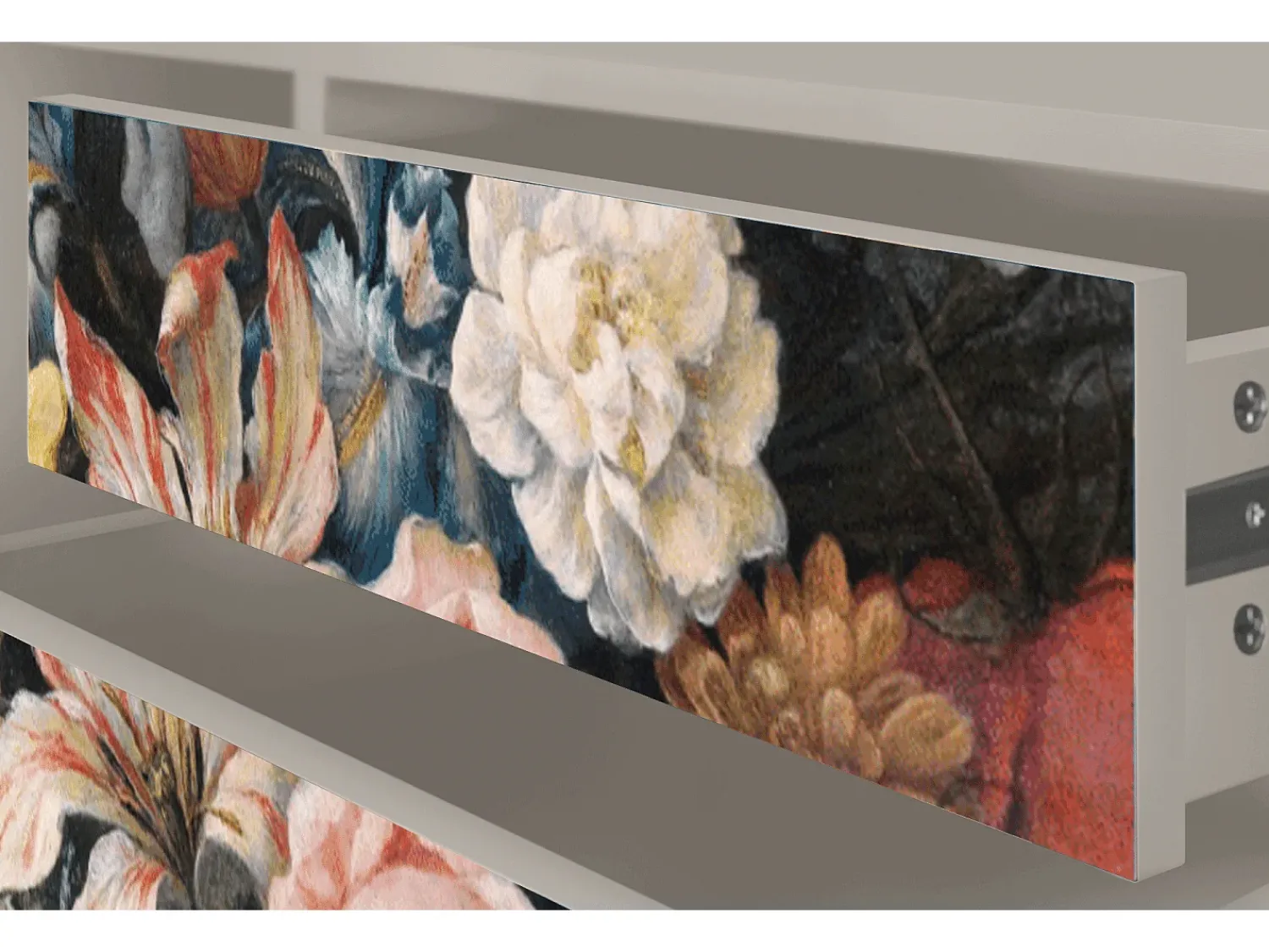 Móvel De Tv| Mueble de TV - 170х59х48 cm - T4 - Still Life with Flowers, Areia Bege