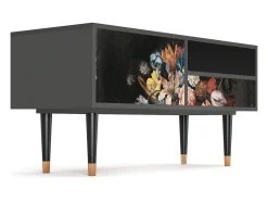 Móvel De Tv| Mueble de TV - 115х59х48 cm - T3 - Still Life with Flowers, Antracite Cinza antracite