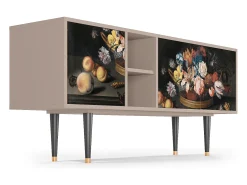 Online Mueble de TV - 150х69х41 cm - T5 - Still Life with Flowers, Latte Bege