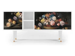 Mueble de TV - 150х69х41 cm - T5 - Still Life with Flowers, Branco^ Móvel De Tv
