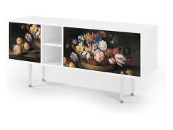 Mueble de TV - 150х69х41 cm - T5 - Still Life with Flowers, Branco^ Móvel De Tv