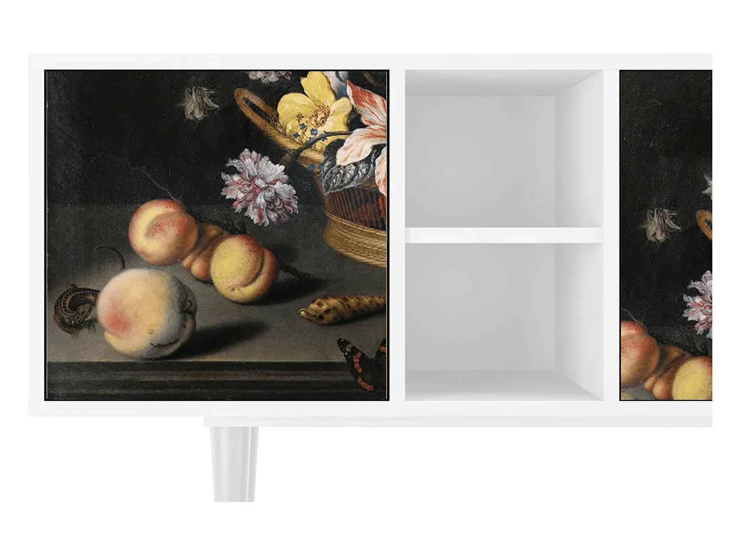 Mueble de TV - 150х69х41 cm - T5 - Still Life with Flowers, Branco^ Móvel De Tv