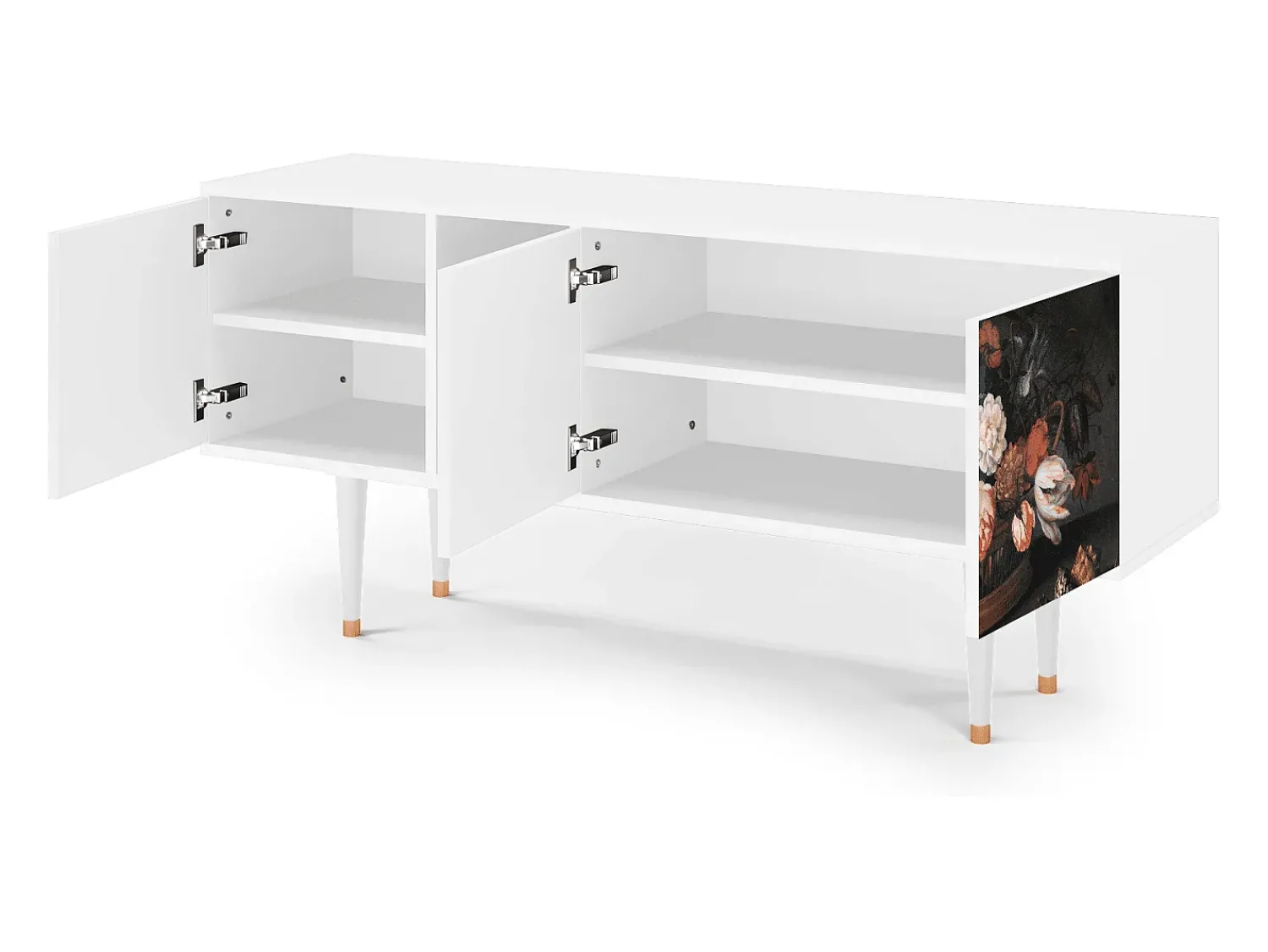 Mueble de TV - 150х69х41 cm - T5 - Still Life with Flowers, Branco^ Móvel De Tv