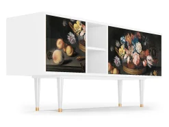 Mueble de TV - 150х69х41 cm - T5 - Still Life with Flowers, Branco^ Móvel De Tv
