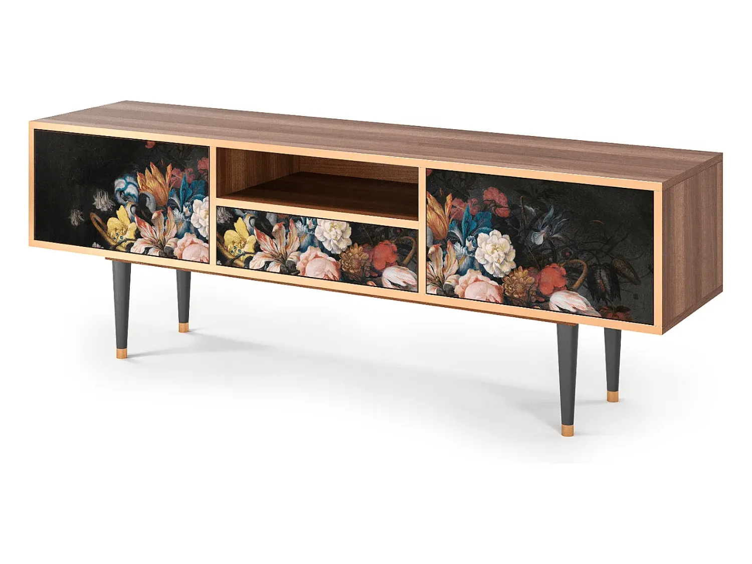 Mueble de TV - 170х59х41 cm - T6 - Still Life with Flowers, Nogueira^ Móvel De Tv