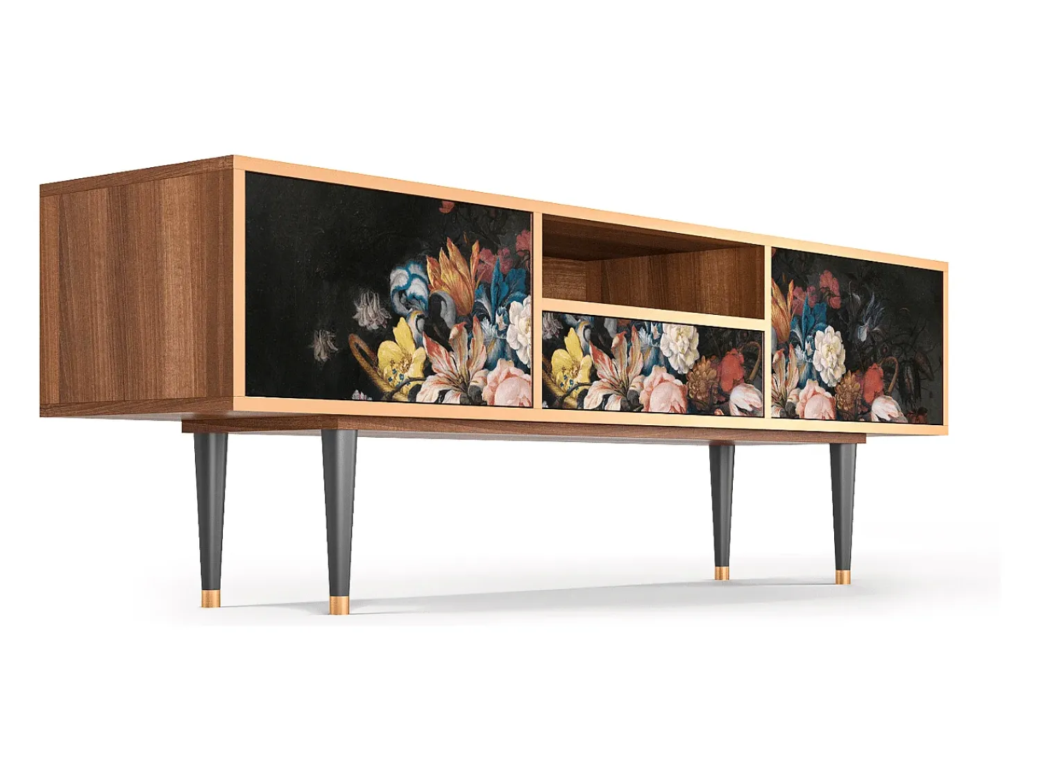Mueble de TV - 170х59х41 cm - T6 - Still Life with Flowers, Nogueira^ Móvel De Tv