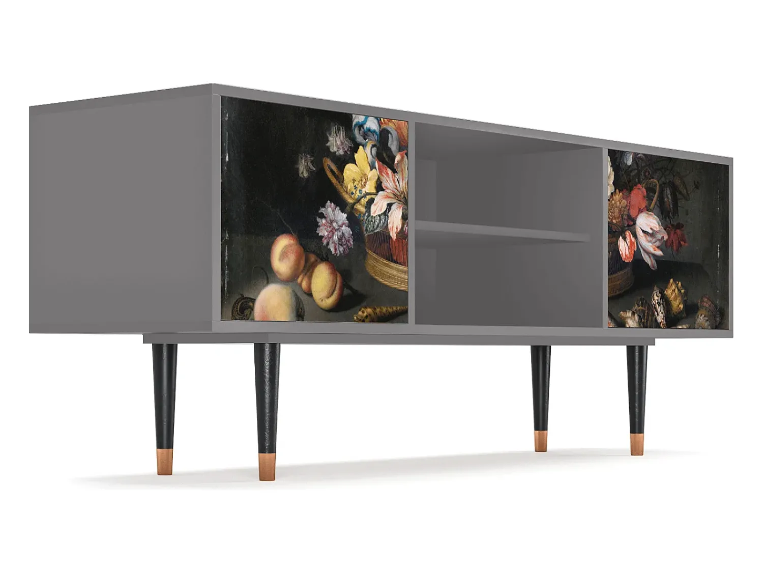 Mueble de TV - 170х69х48 cm - T2 - Still Life with Flowers, Cinza^ Móvel De Tv