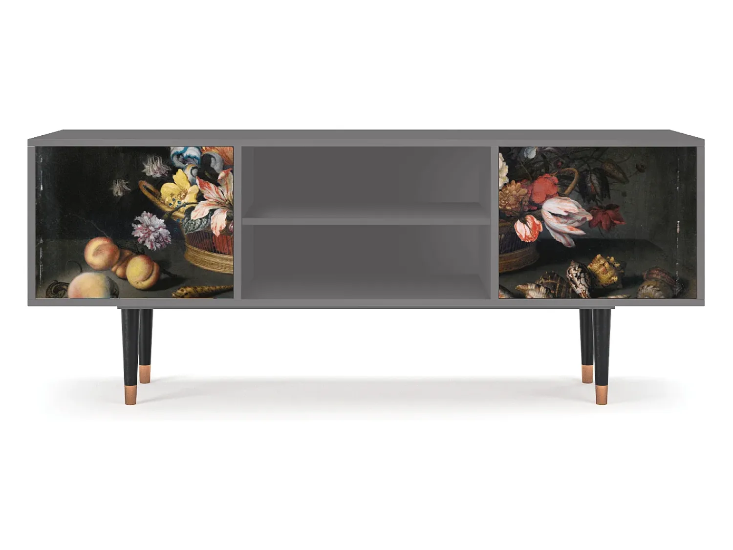 Mueble de TV - 170х69х48 cm - T2 - Still Life with Flowers, Cinza^ Móvel De Tv