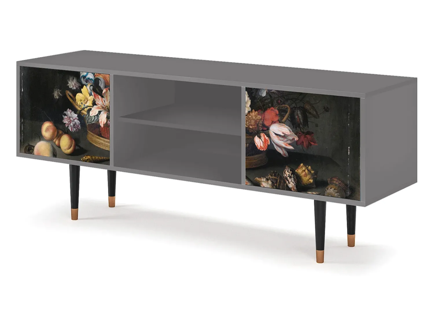 Mueble de TV - 170х69х48 cm - T2 - Still Life with Flowers, Cinza^ Móvel De Tv