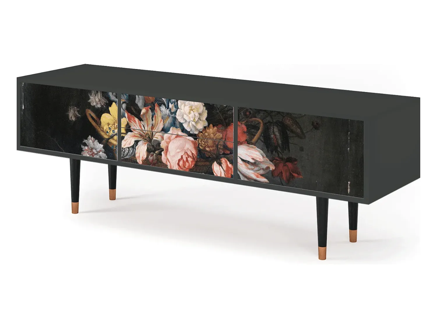 Mueble de TV - 170х59х48 cm - T4 - Still Life with Flowers, Antracite Cinza antracite