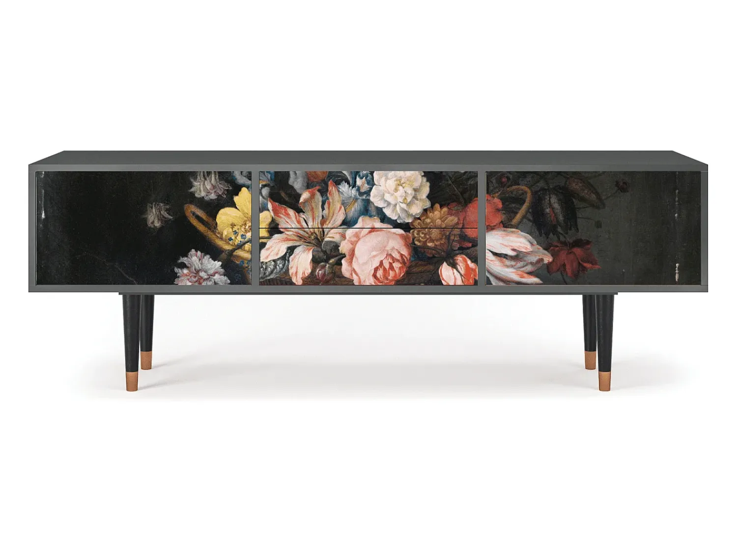 Mueble de TV - 170х59х48 cm - T4 - Still Life with Flowers, Antracite Cinza antracite