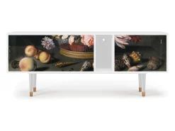 Móvel De Tv* Mueble de TV - 170х69х48 cm - T1 - Still Life with Flowers, Branco Bege