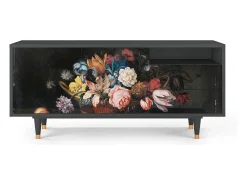 Discount Mueble de TV - 125х56х41 cm - T7 - Still Life with Flowers, Antracite Cinza antracite
