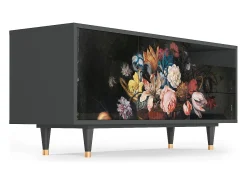 Discount Mueble de TV - 125х56х41 cm - T7 - Still Life with Flowers, Antracite Cinza antracite