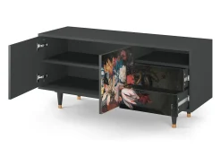 Discount Mueble de TV - 125х56х41 cm - T7 - Still Life with Flowers, Antracite Cinza antracite