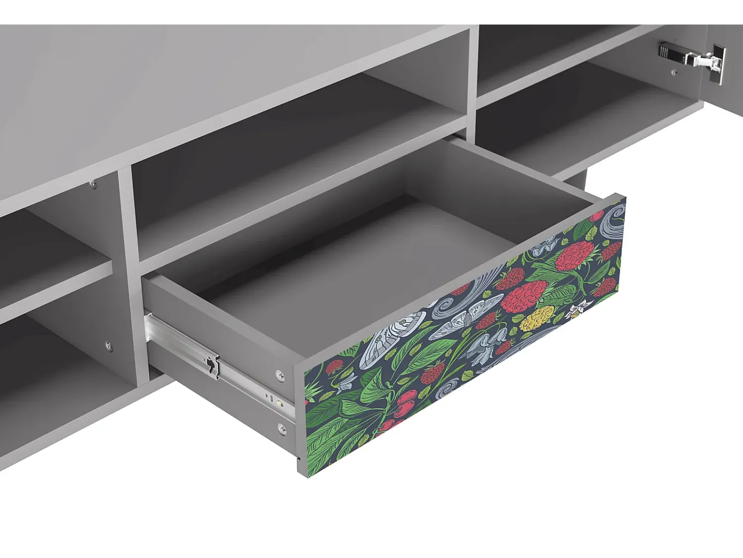 Móvel De Tv* Mueble de TV - 170х59х41 cm - T6 - Summer Berries, Cinza Cinzento