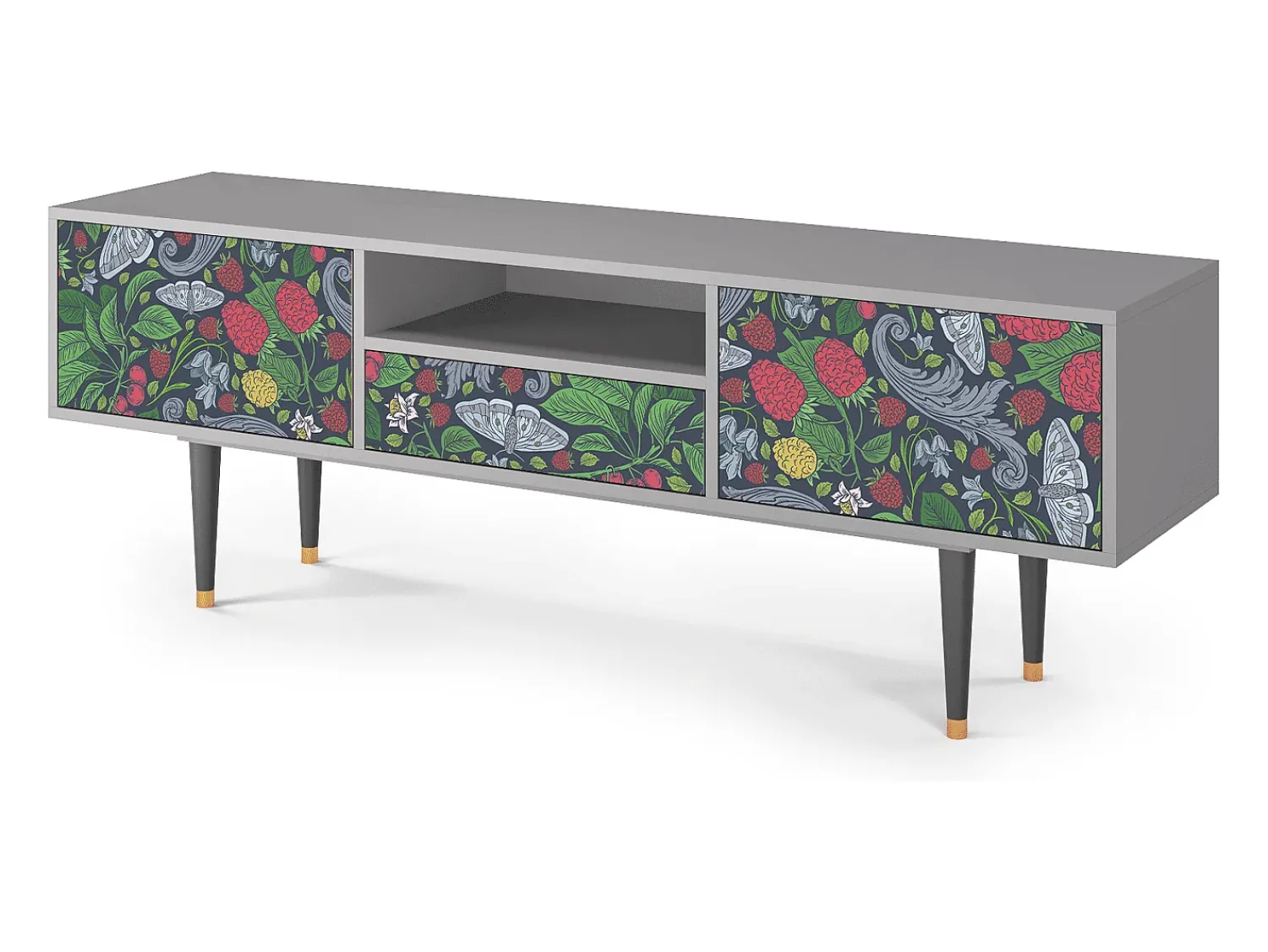 Móvel De Tv* Mueble de TV - 170х59х41 cm - T6 - Summer Berries, Cinza Cinzento