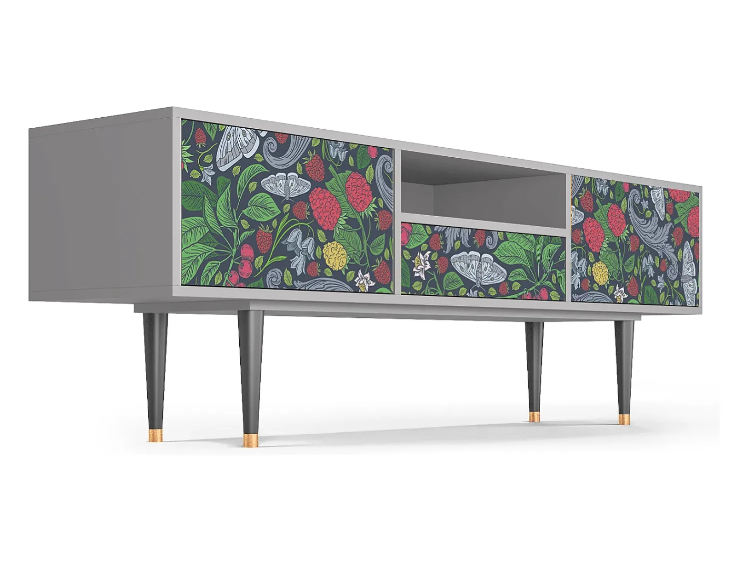 Móvel De Tv* Mueble de TV - 170х59х41 cm - T6 - Summer Berries, Cinza Cinzento