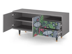 Mueble de TV - 125х56х41 cm - T7 - Summer Berries, Cinza Cinzento