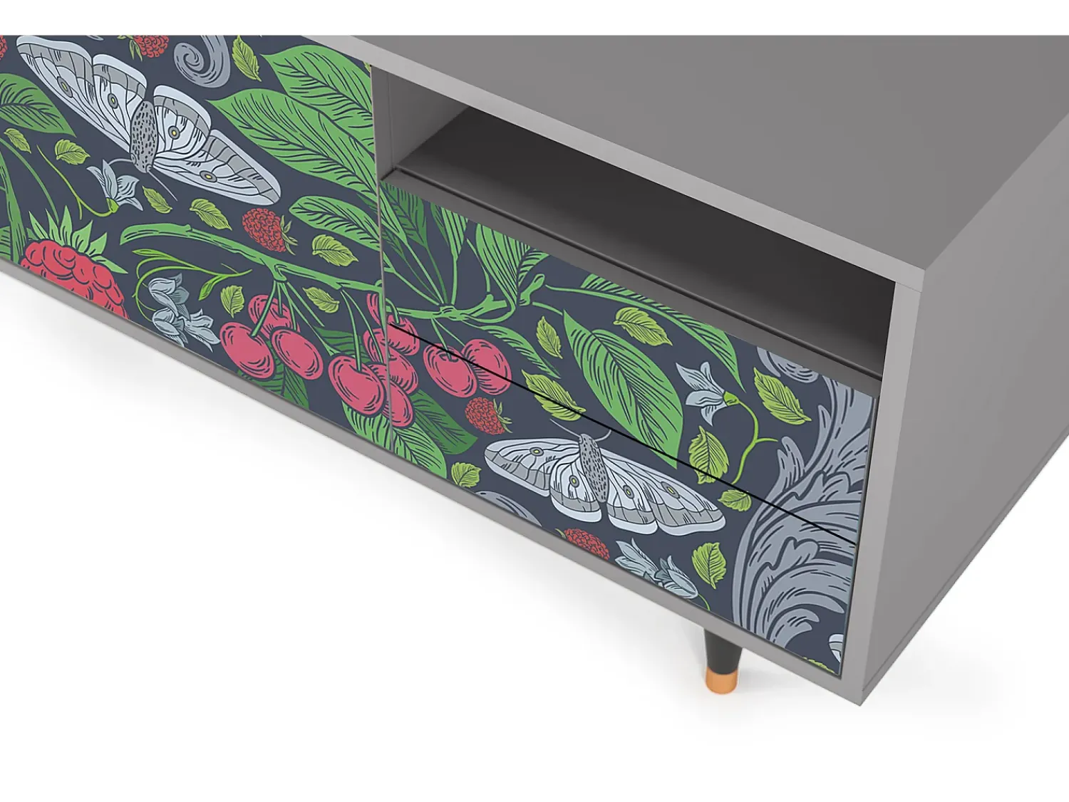 Mueble de TV - 125х56х41 cm - T7 - Summer Berries, Cinza Cinzento