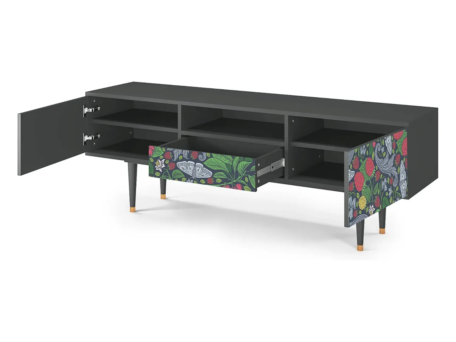 Clearance Mueble de TV - 170х59х41 cm - T6 - Summer Berries, Antracite Cinza antracite