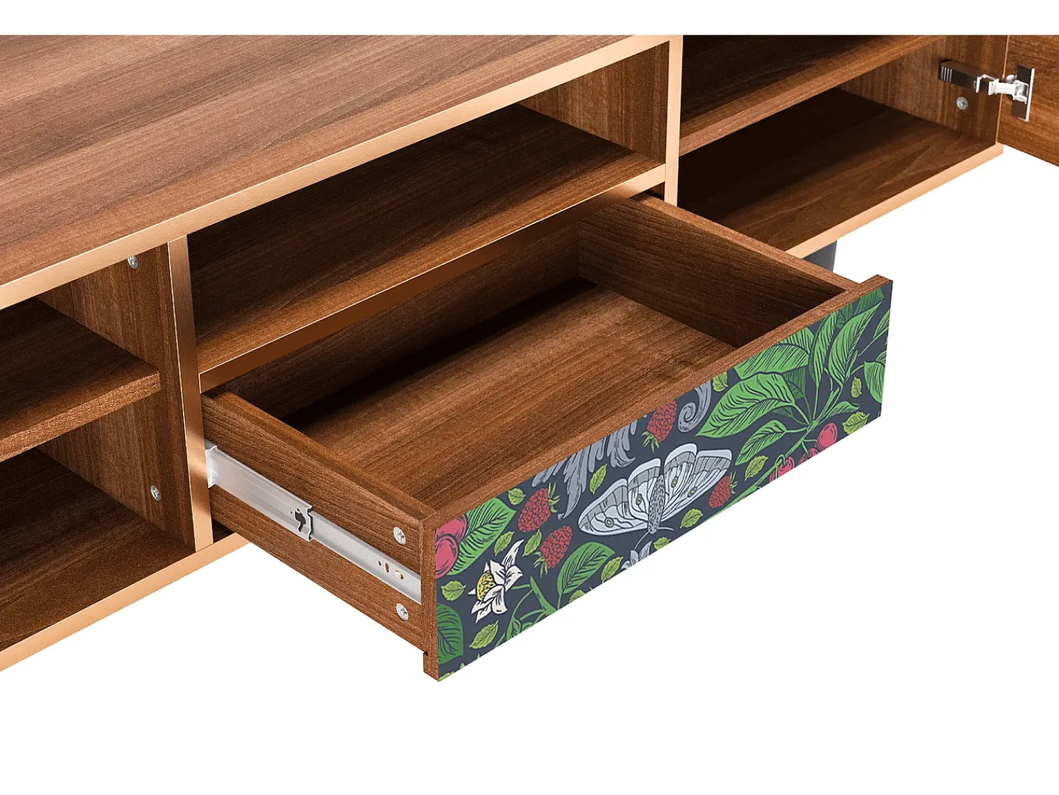 Outlet Mueble de TV - 170х59х41 cm - T6 - Summer Berries, Nogueira Castanho