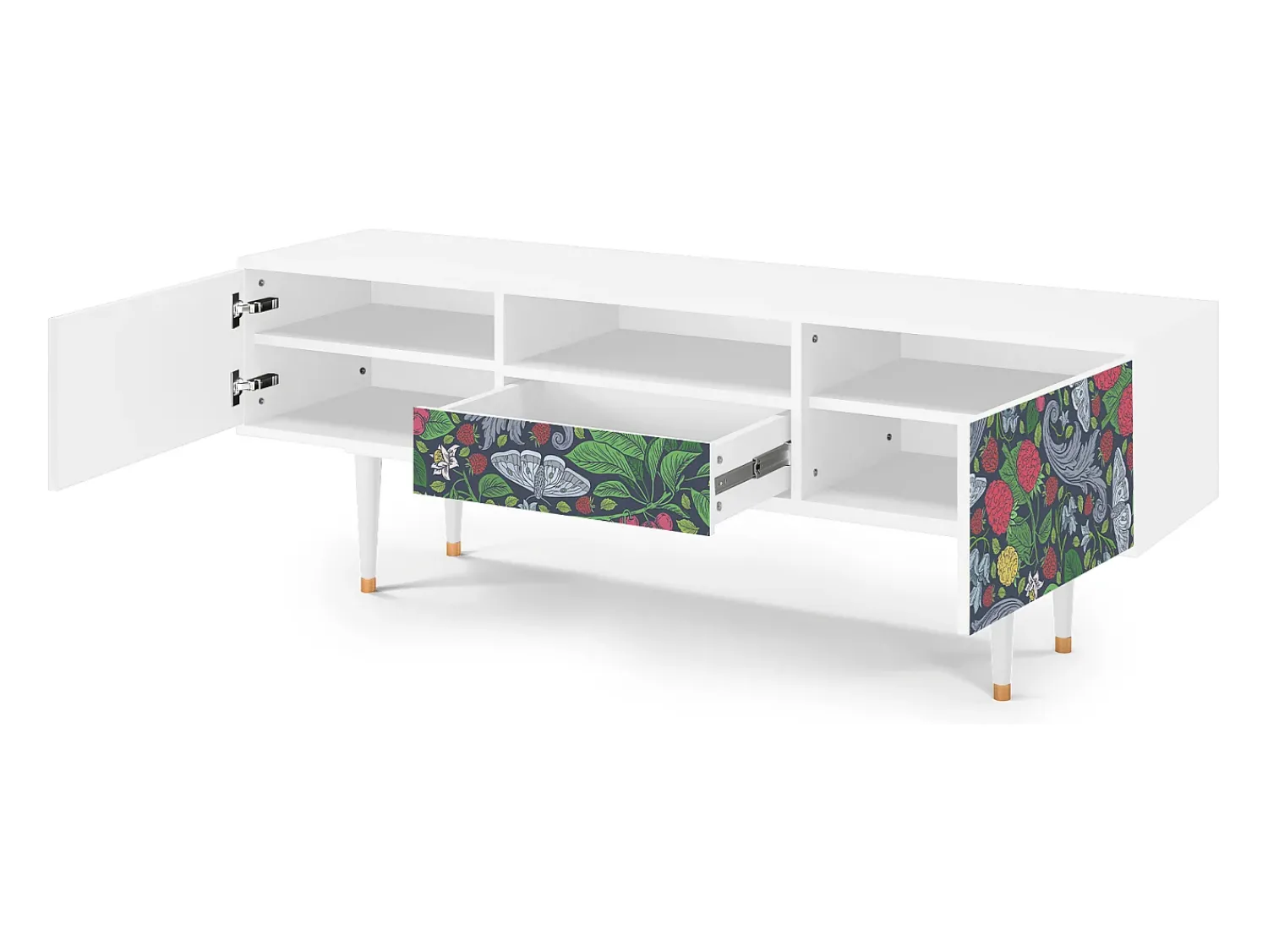 Mueble de TV - 170х59х41 cm - T6 - Summer Berries, Branco^ Móvel De Tv