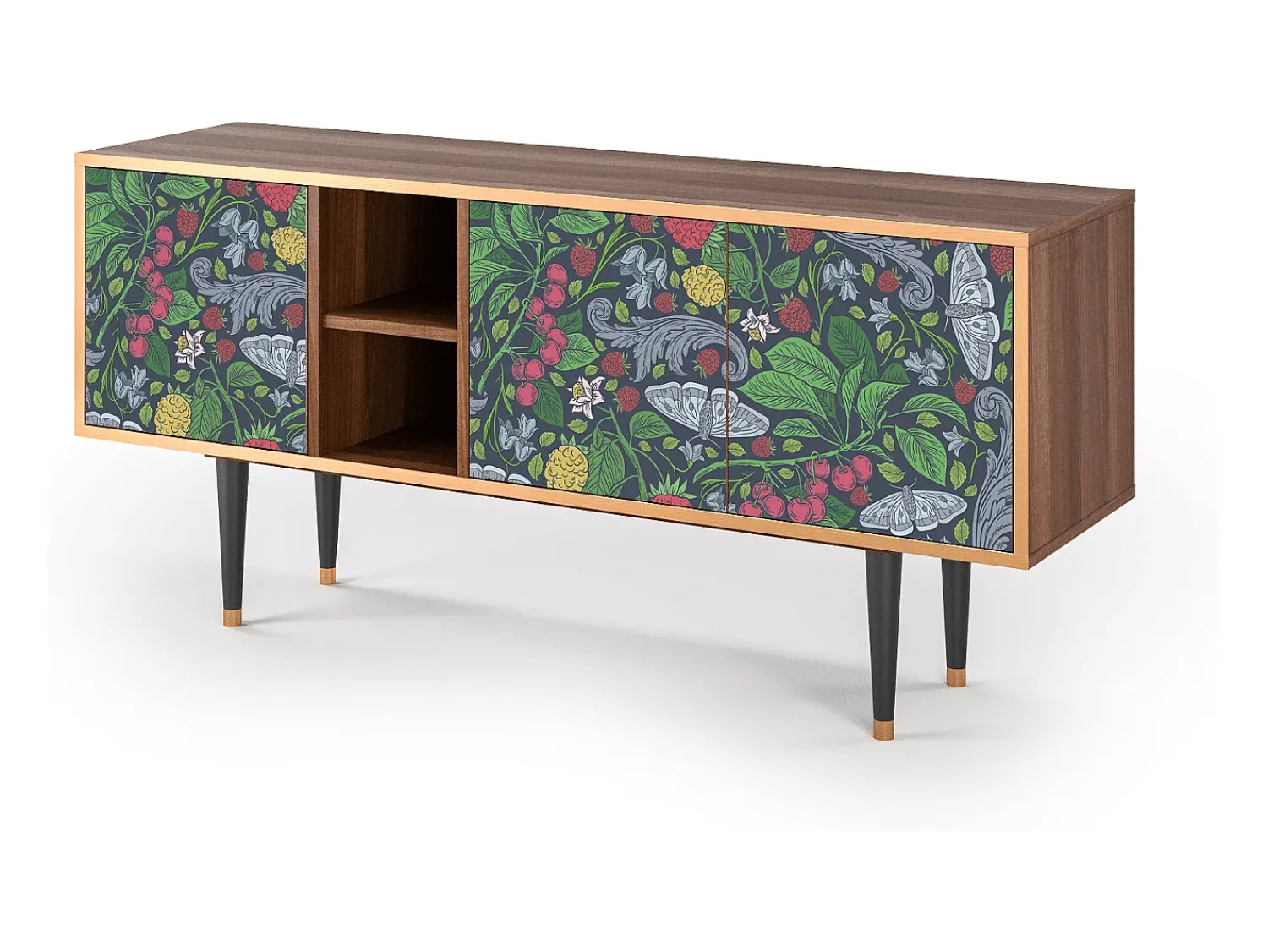 Móvel De Tv| Mueble de TV - 150х69х41 cm - T5 - Summer Berries, Nogueira Castanho