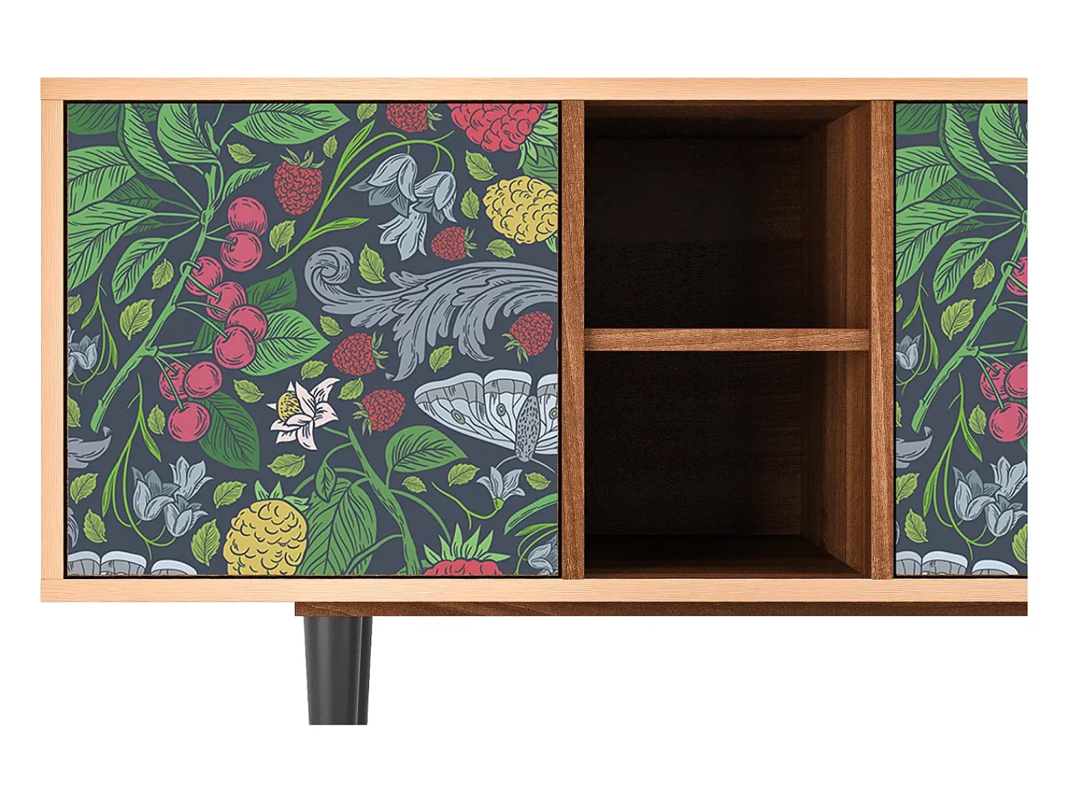 Móvel De Tv| Mueble de TV - 150х69х41 cm - T5 - Summer Berries, Nogueira Castanho