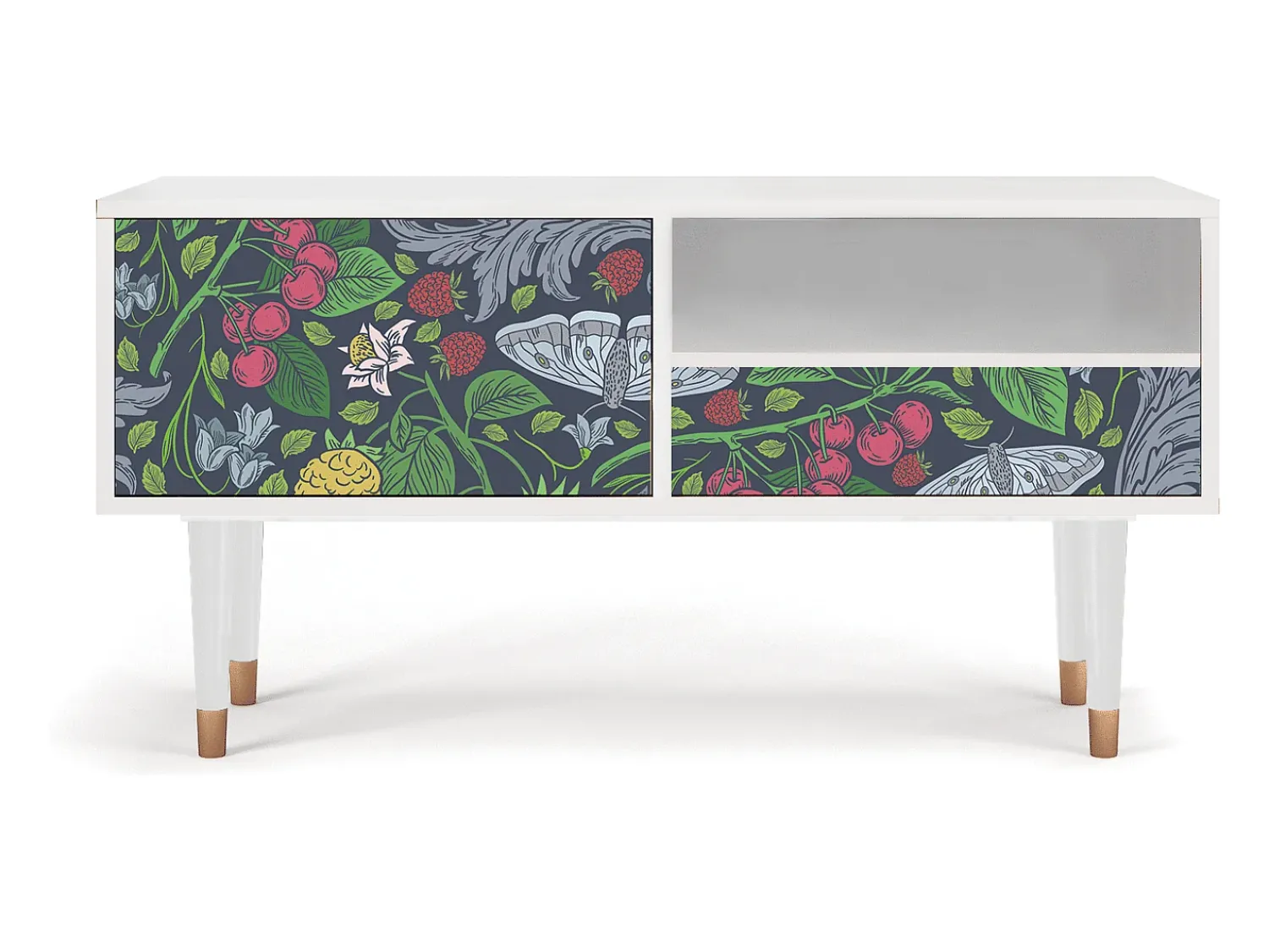 Mueble de TV - 115х59х48 cm - T3 - Summer Berries, Branco^ Móvel De Tv