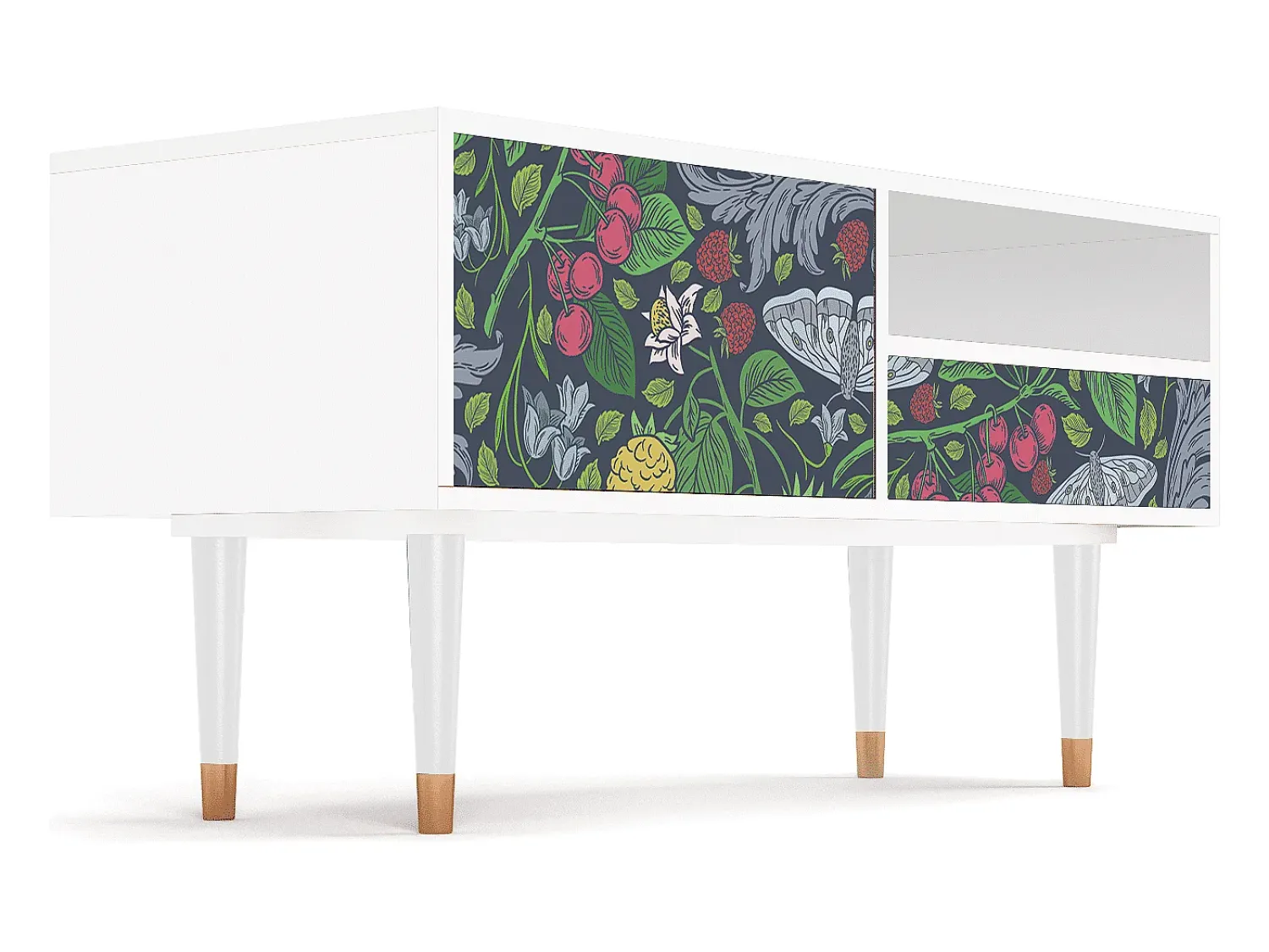 Mueble de TV - 115х59х48 cm - T3 - Summer Berries, Branco^ Móvel De Tv