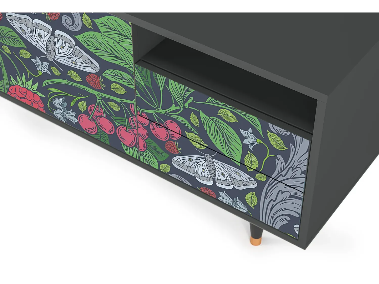 Mueble de TV - 125х56х41 cm - T7 - Summer Berries, Antracite^ Móvel De Tv