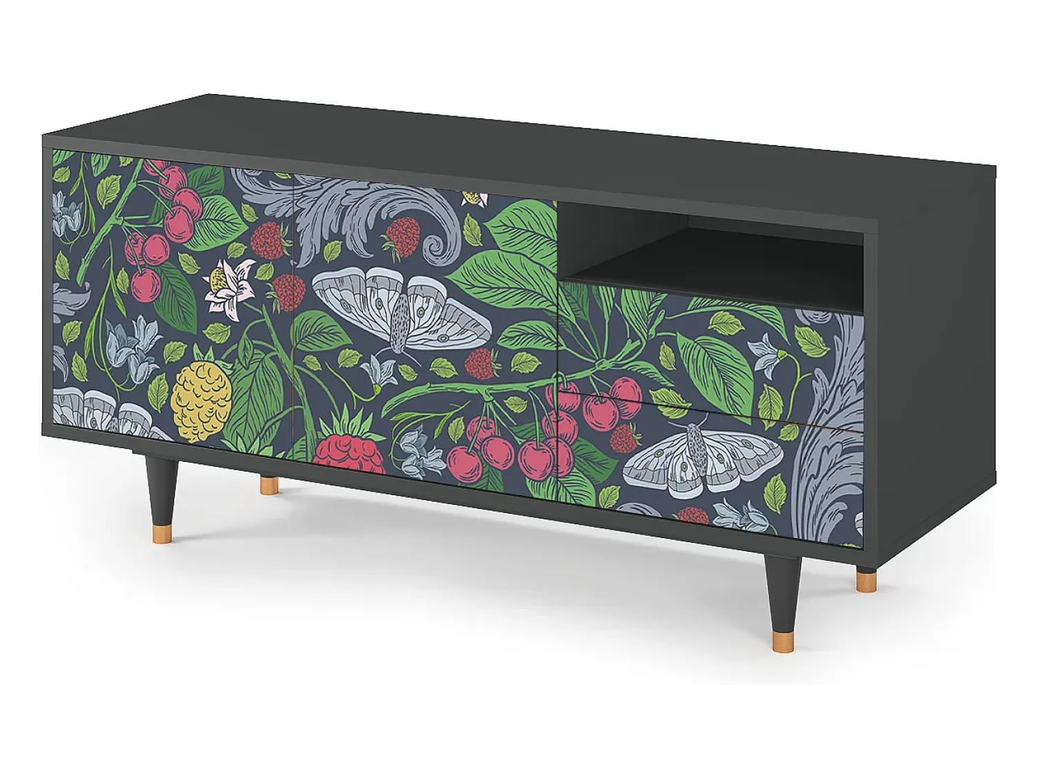 Mueble de TV - 125х56х41 cm - T7 - Summer Berries, Antracite^ Móvel De Tv