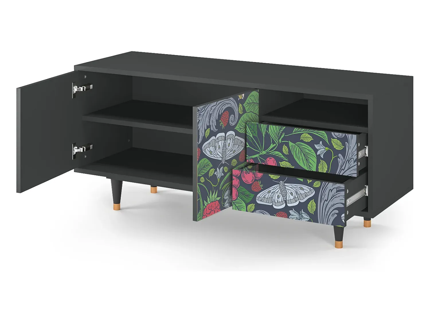 Mueble de TV - 125х56х41 cm - T7 - Summer Berries, Antracite^ Móvel De Tv