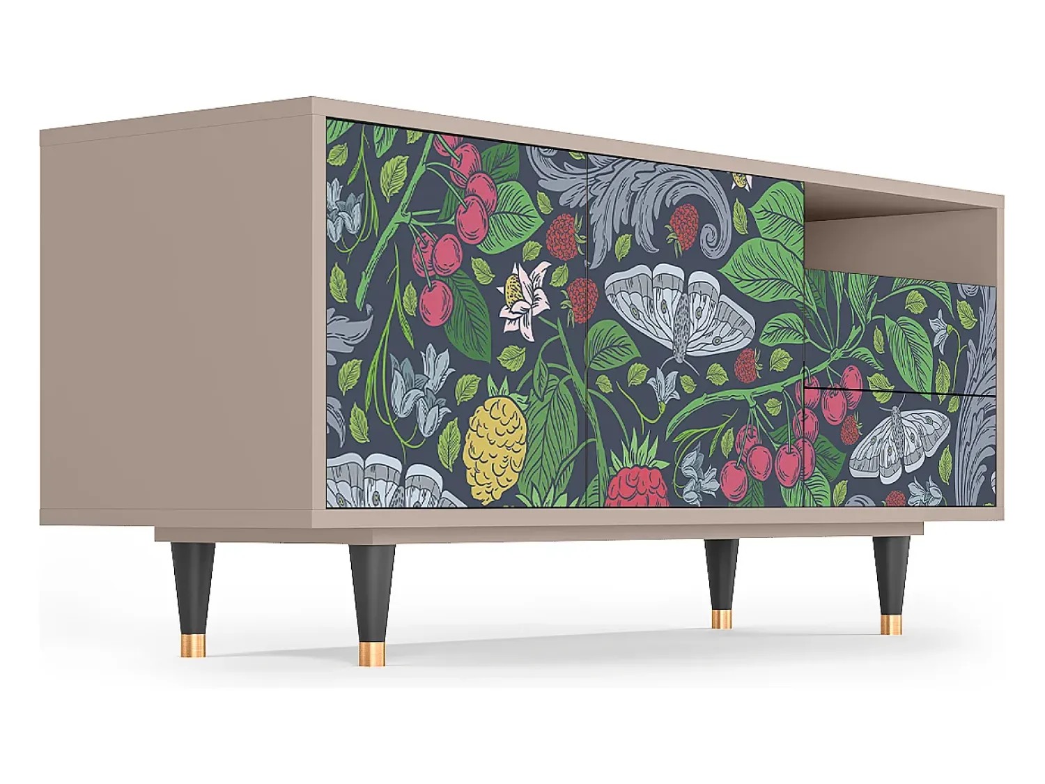 Móvel De Tv* Mueble de TV - 125х56х41 cm - T7 - Summer Berries, Latte Bege