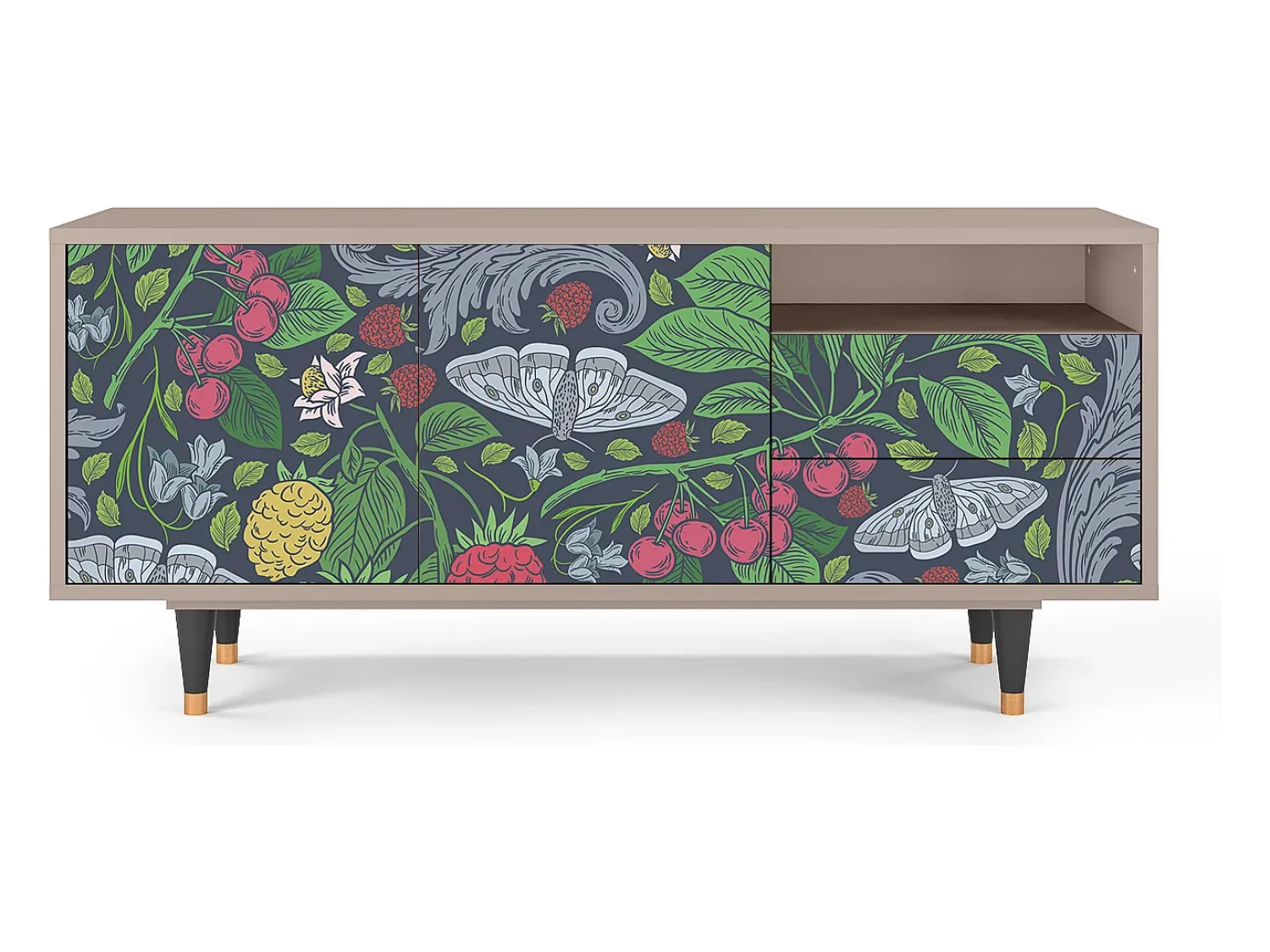 Móvel De Tv* Mueble de TV - 125х56х41 cm - T7 - Summer Berries, Latte Bege