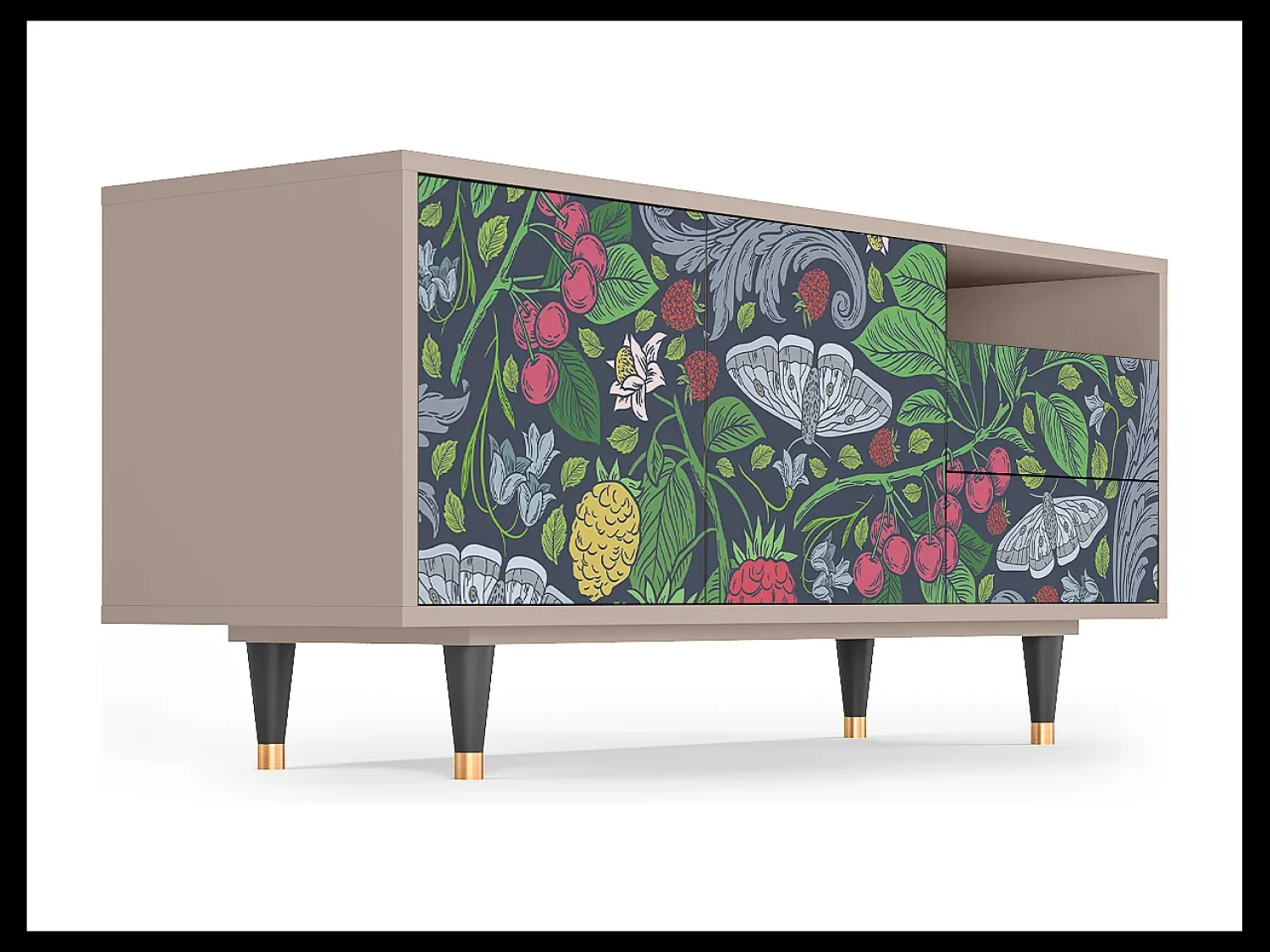 Móvel De Tv* Mueble de TV - 125х56х41 cm - T7 - Summer Berries, Latte Bege