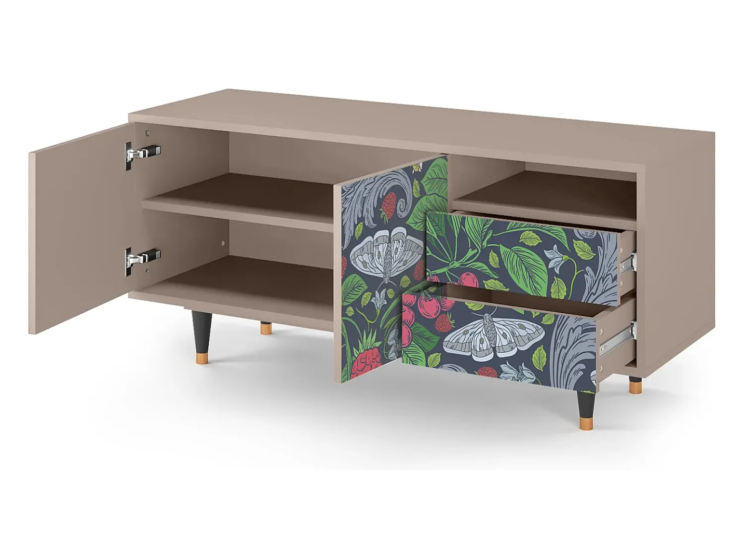 Móvel De Tv* Mueble de TV - 125х56х41 cm - T7 - Summer Berries, Latte Bege