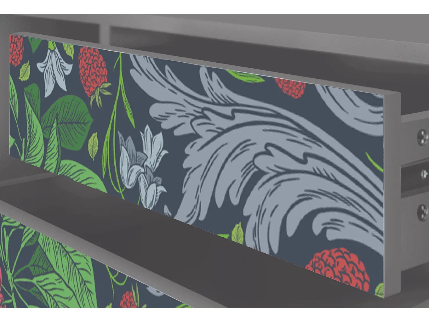 Móvel De Tv* Mueble de TV - 170х59х48 cm - T4 - Summer Berries, Cinza Cinzento