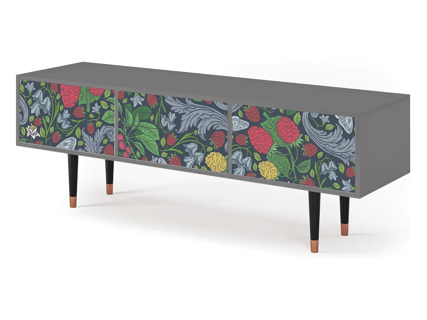 Móvel De Tv* Mueble de TV - 170х59х48 cm - T4 - Summer Berries, Cinza Cinzento